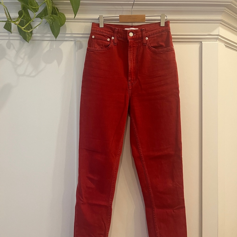 Helmut Lang Red Jeans High-Waisted Style